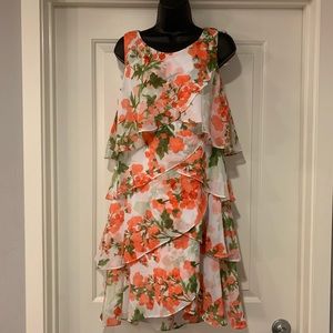 Ruffle floral cocktail dress